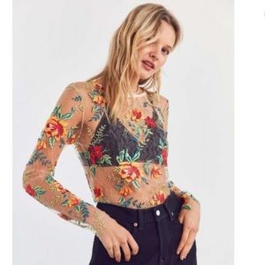 NWT Urban Outfitters sheer LS cropped top, sz M